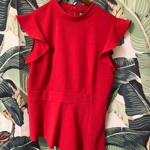 New York & Company Red Asymmetrical back zip size Large